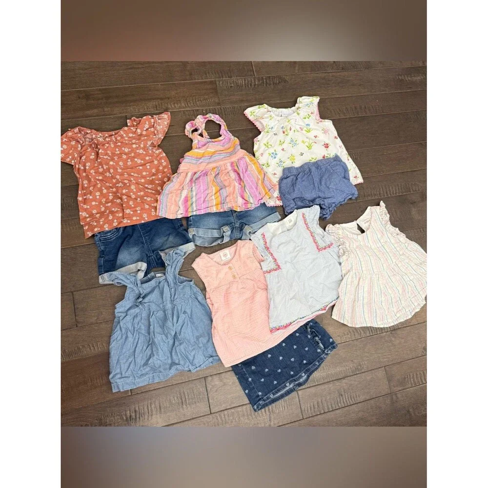 Girls Summer Outfit Bundle Jean Shorts Skirts Tops 3T